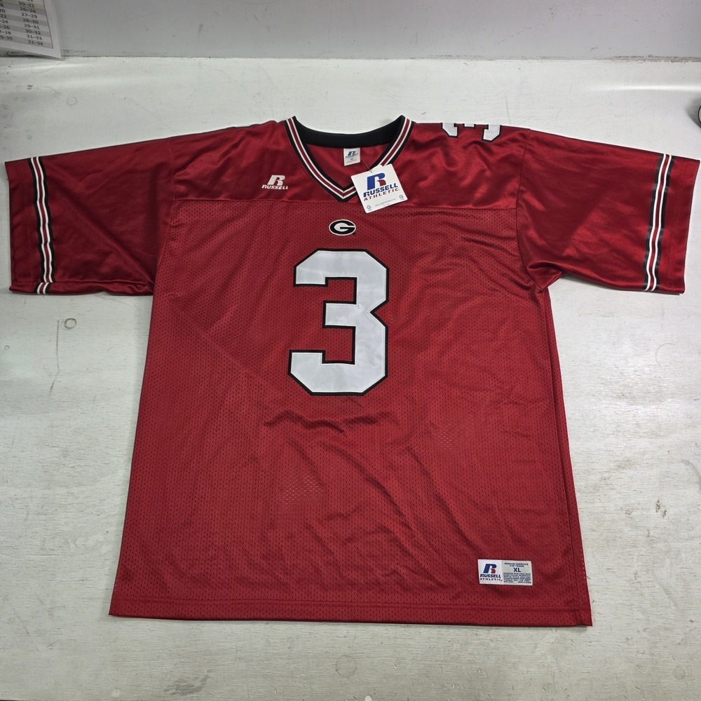 Vintage Russell #3 Georgia Bulldogs Men's XL Stitched Mesh NCAA Football Jersey
